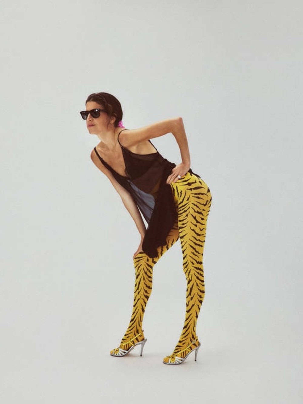 SWEDISH STOCKINGS X LEANDRA MEDINE COHEN ROXANA TIGER TIGHTS IN ORANGE - Picture 7 of 16